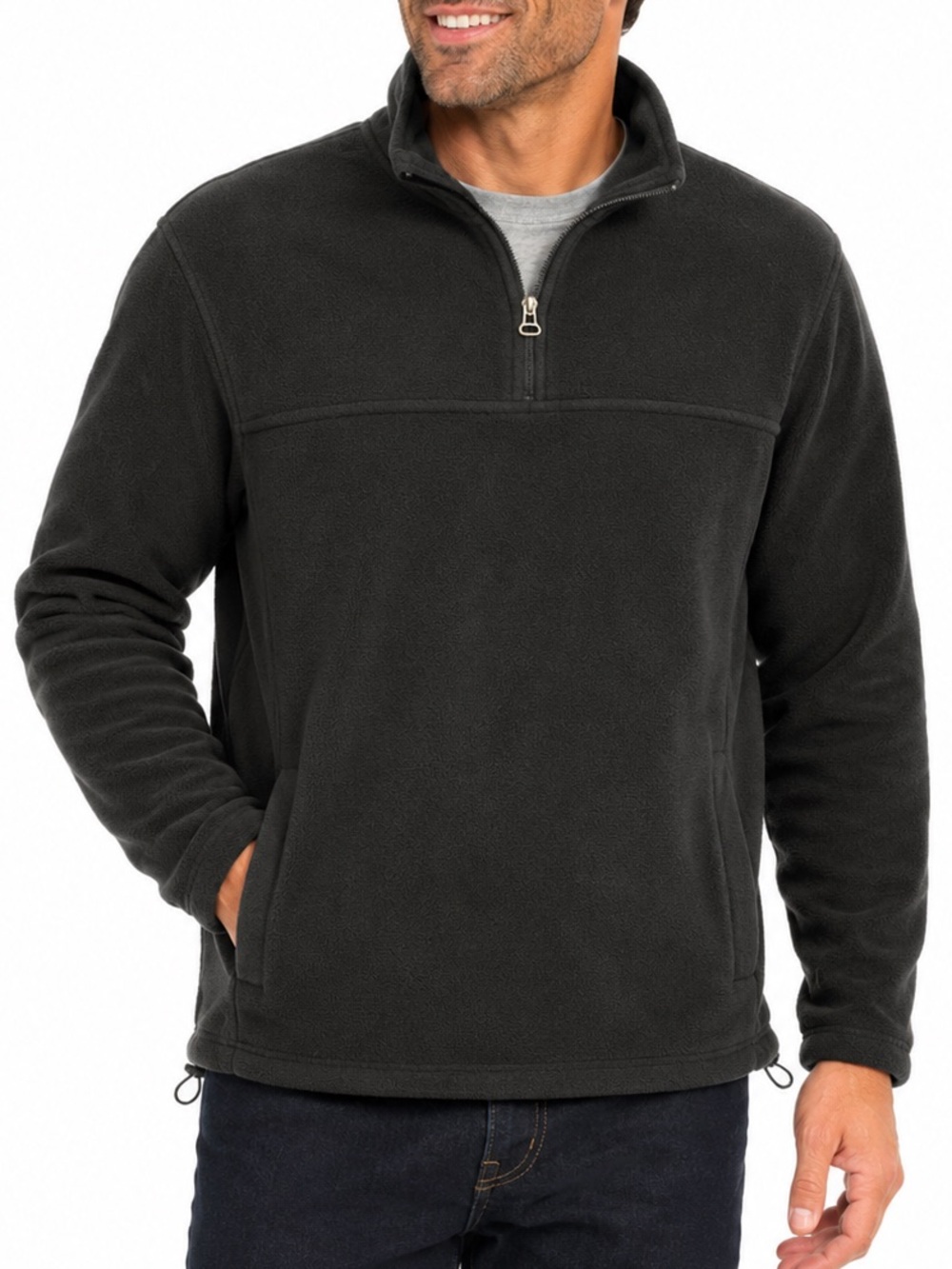 Croft & Barrow Men’s Size Large Black Fleece Quarter Zip Jacket Sweatshirt